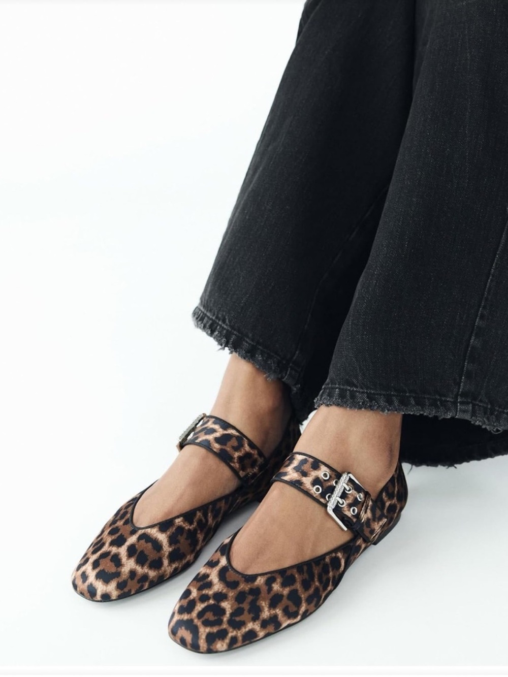 Zara Leopard Print Mary Jane Ballet Flat with Buckle